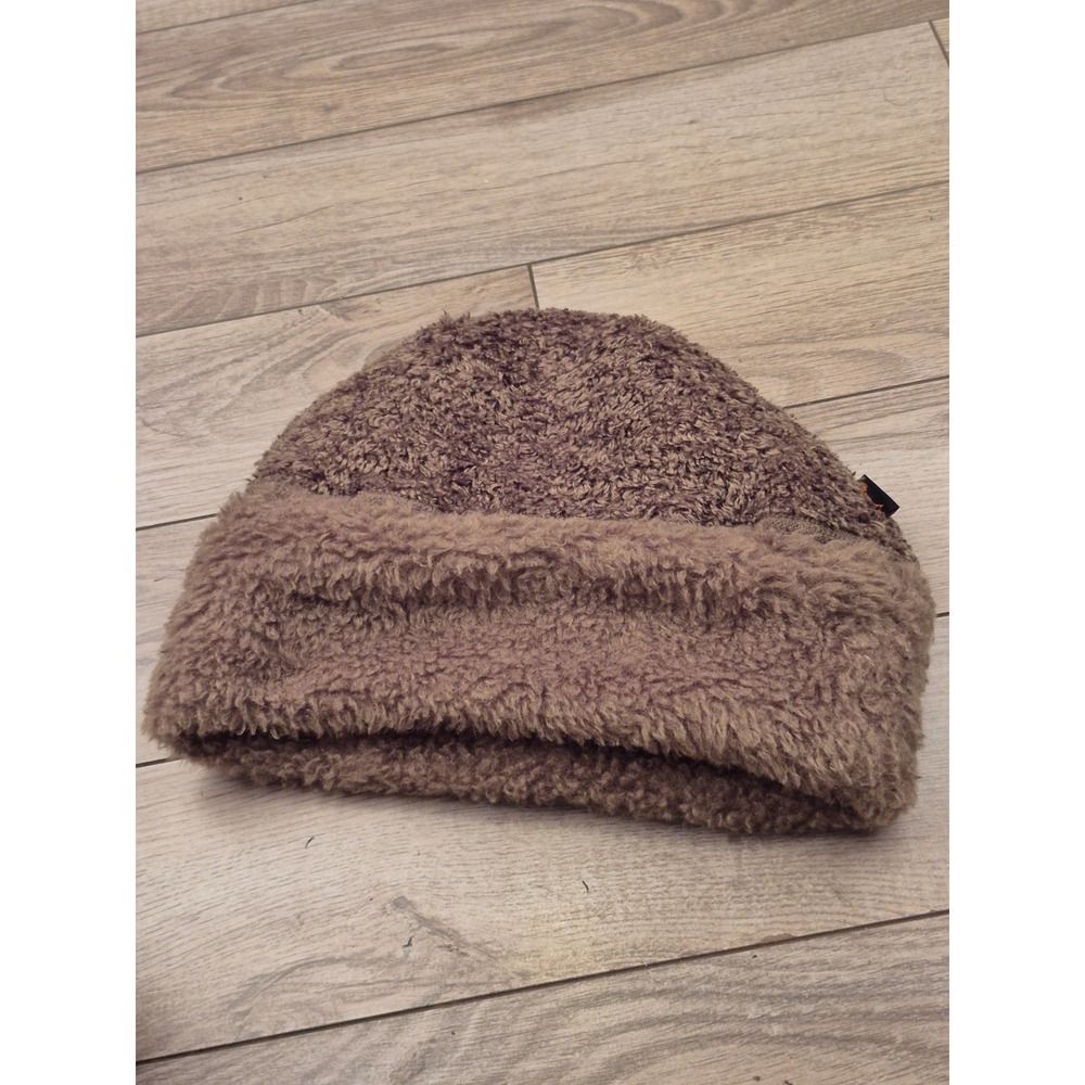 Ojai Men Brown Tan Plush Fleece Sherpa Beanie Hat Winter Warm Cuff Cap VTG RARE‎